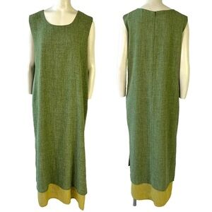 LASAGNIE GREEN  DRESS MAXI DRESS LAYERED DRESS SLIT ON THE SIDE BOXY SHAPE 16